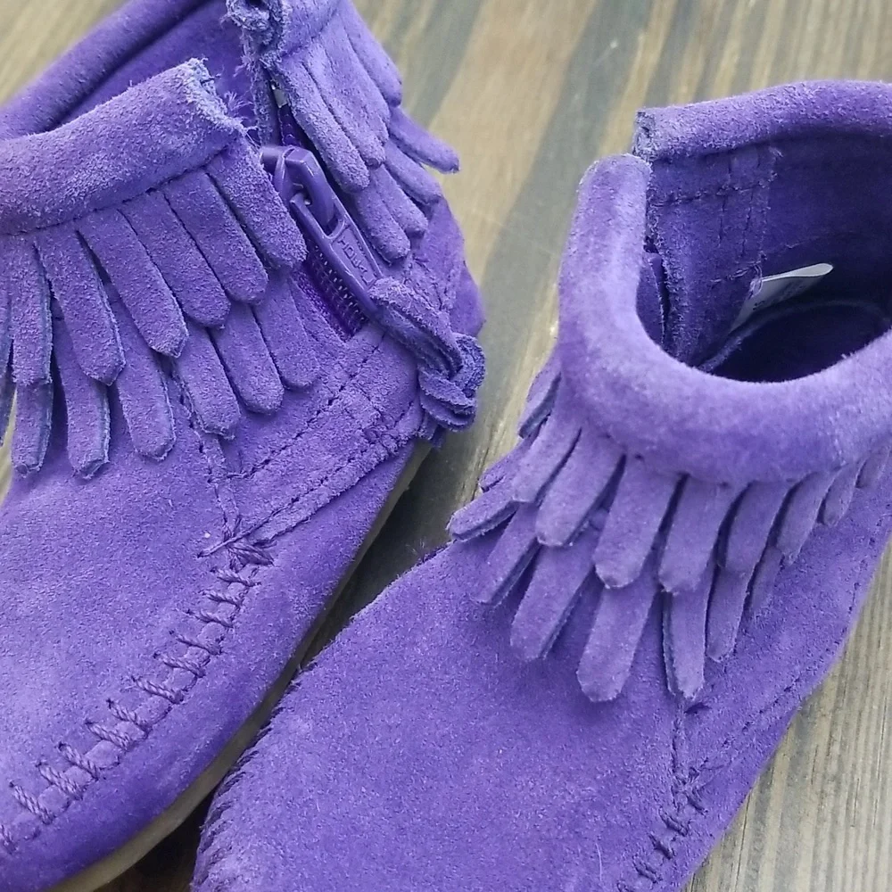Minnetonka Baby Leather Purple Fringe Bootie Size 4m